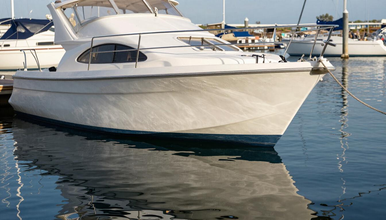 Boat gel coat restoration for a faded fiberglass hull