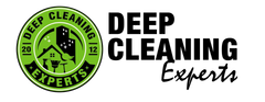 Logo for "Deep Cleaning Experts" with a green circle and a house and city silhouette.