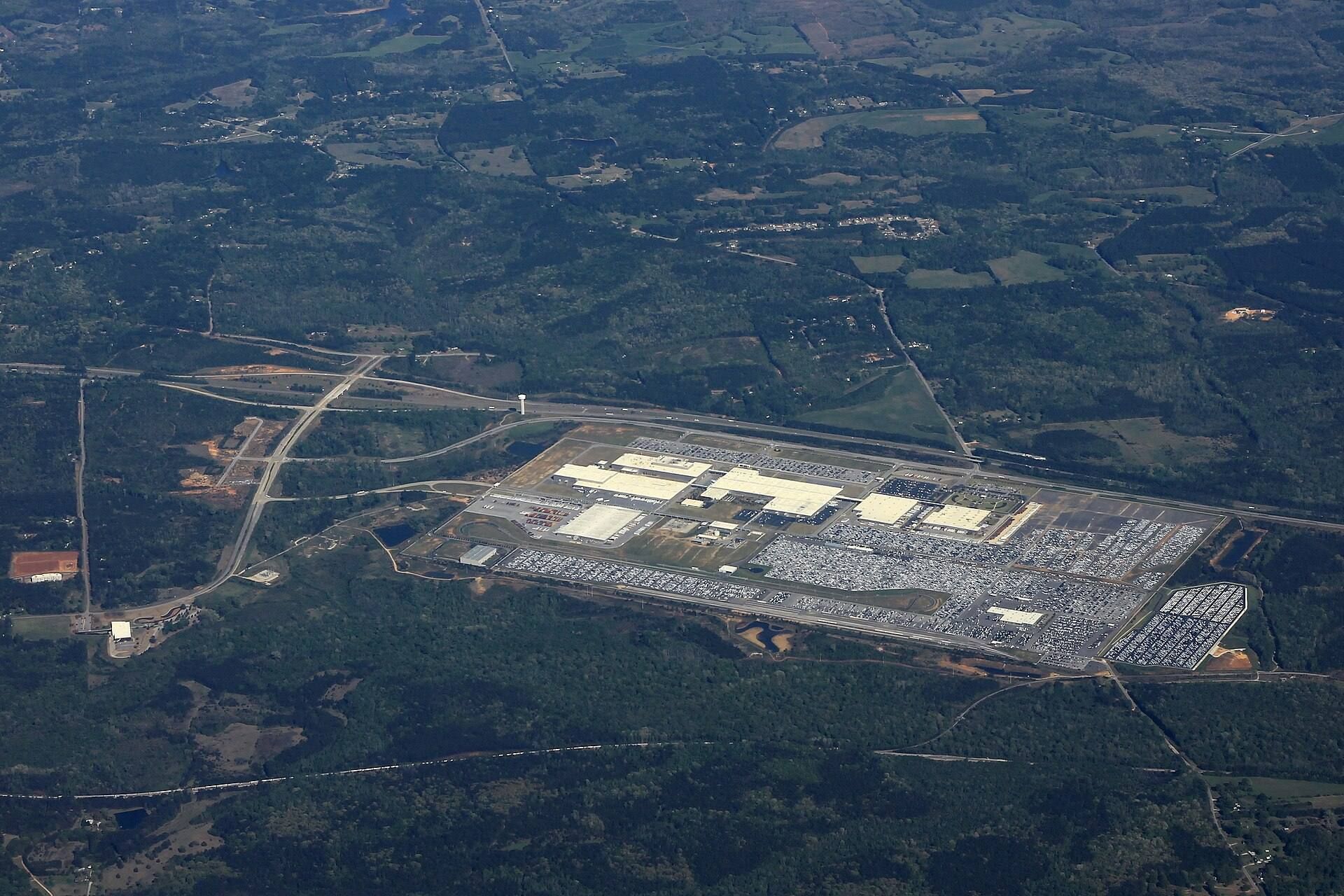 Aerial view of a large automotive manufacturing plant in Georgia