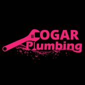 White wrench logo with text “COGAR Plumbing” on a black background.