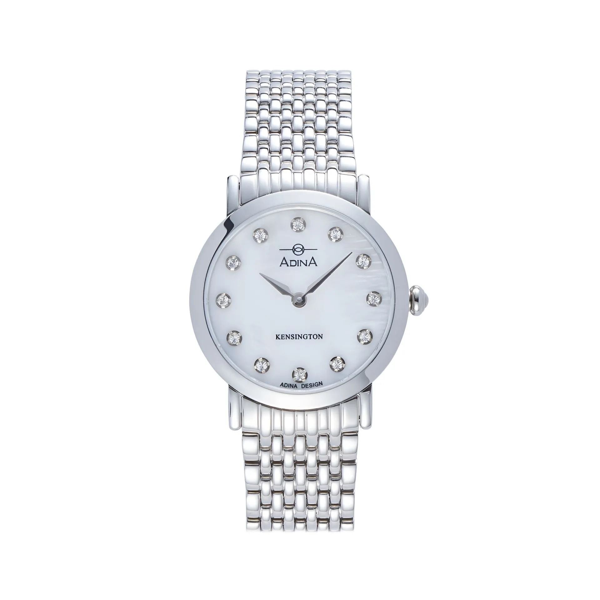 Silver Wristwatch With a White Face and Diamond Accents — Coastal Clocks & Watches in Buddina, QLD