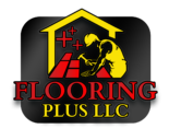 The logo for Flooring Plus LLC shows a man working on a brick floor.