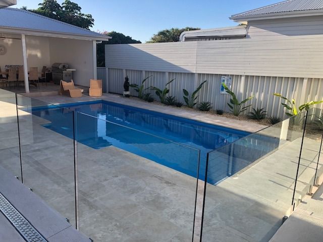 Outdoor Rectangular Pool With Clear Glass Fencing — Long Jetty Glass in The Entrance, NSW