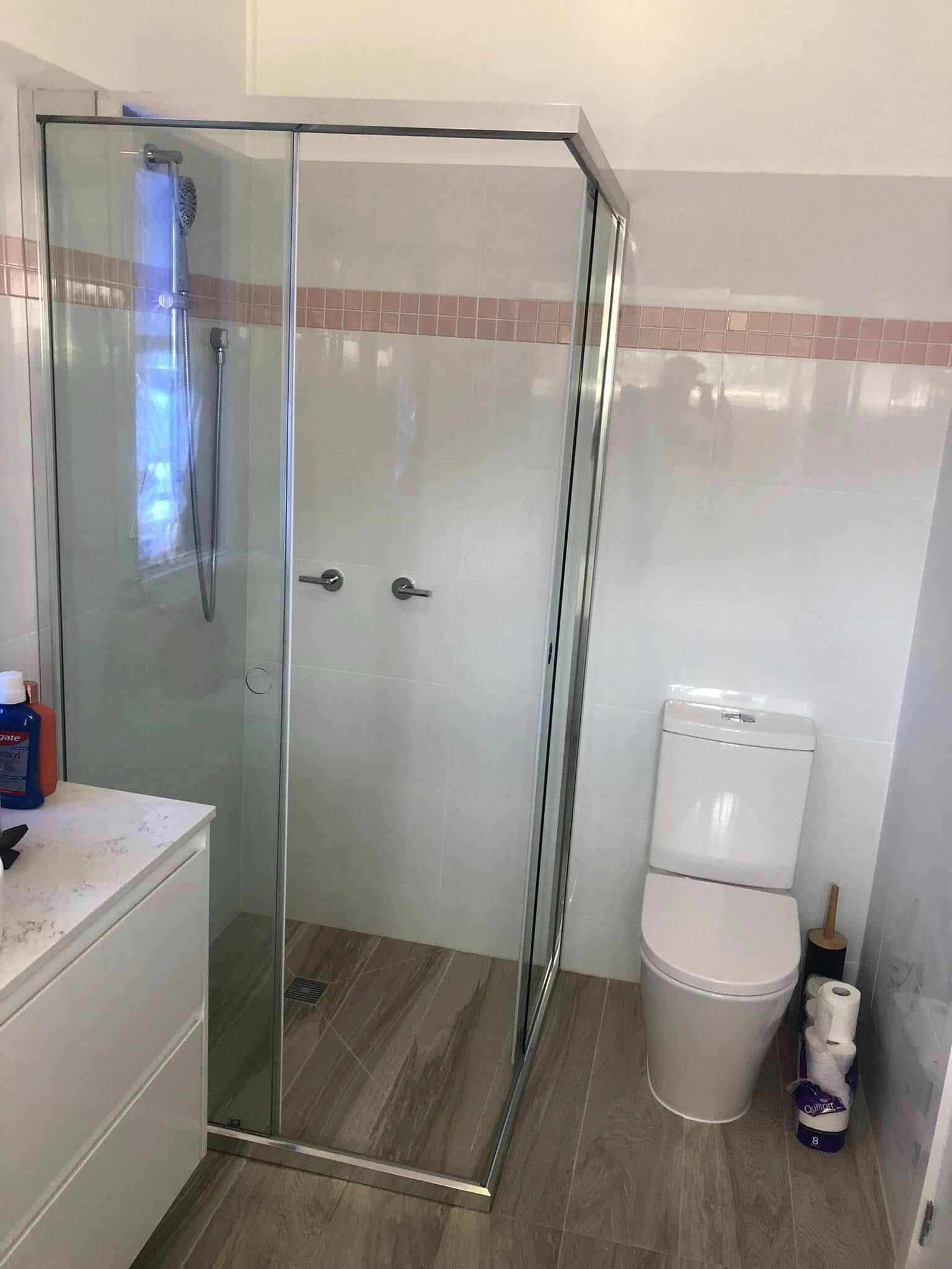 Modern Bathroom With a Glass Shower — Long Jetty Glass in The Entrance, NSW