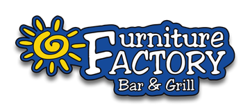 The furniture factory bar and grill logo has a sun on it.