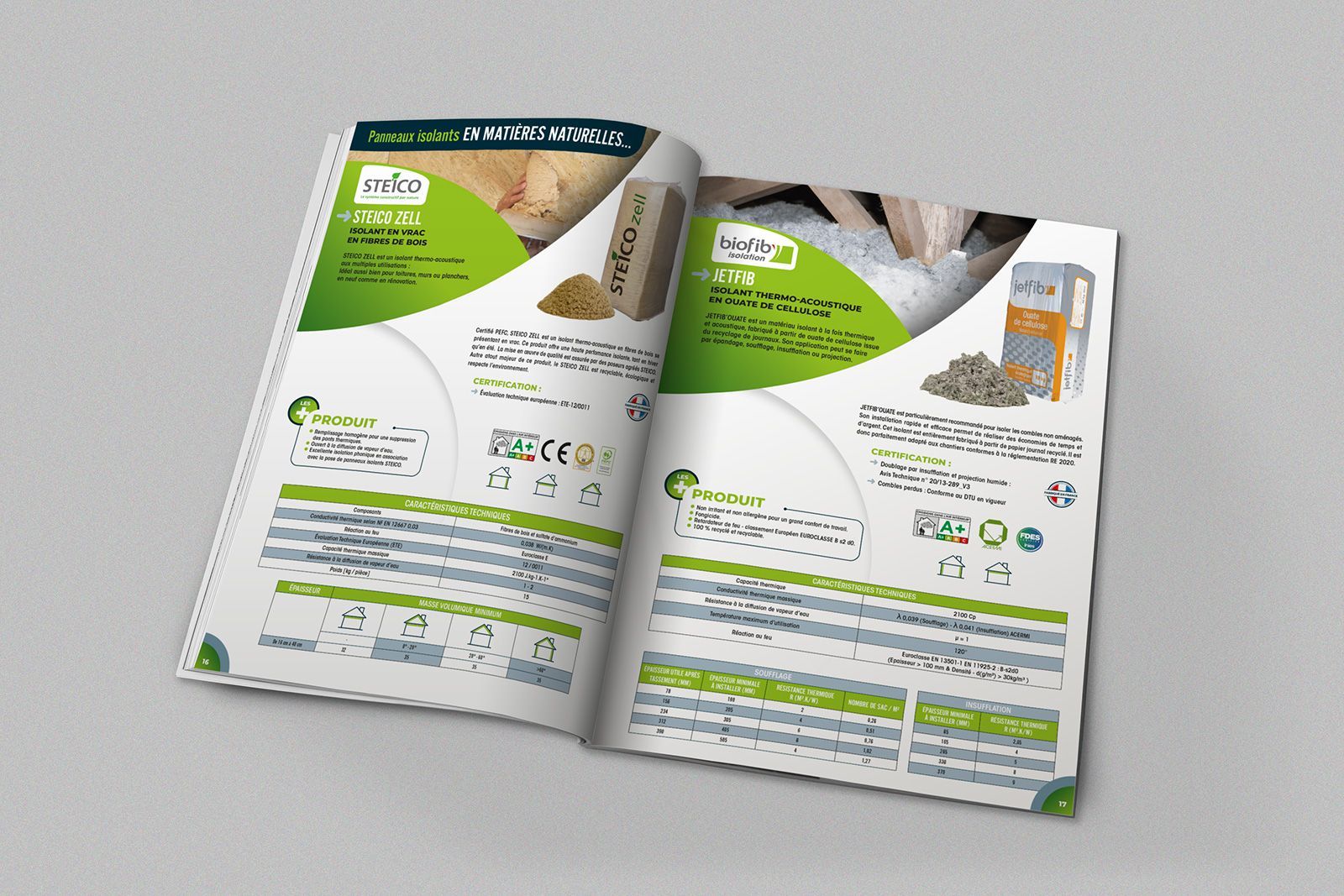 Double pages produits catalogue isolation biosourcée et recyclée BigMat