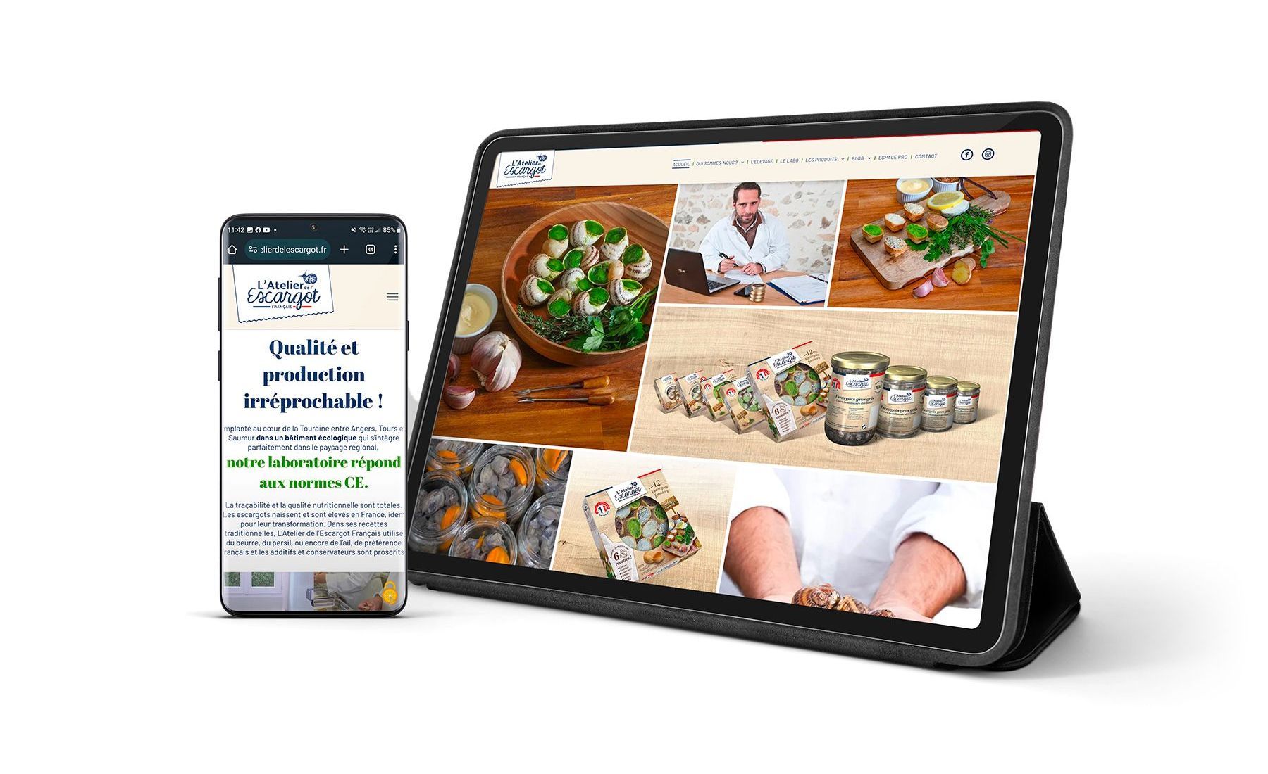 Site internet responsive de l'atelier de l'escargot Français
