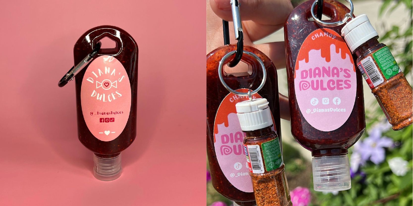 Before and after sticker design for food packaging, completed after we worked together on her rebrand.