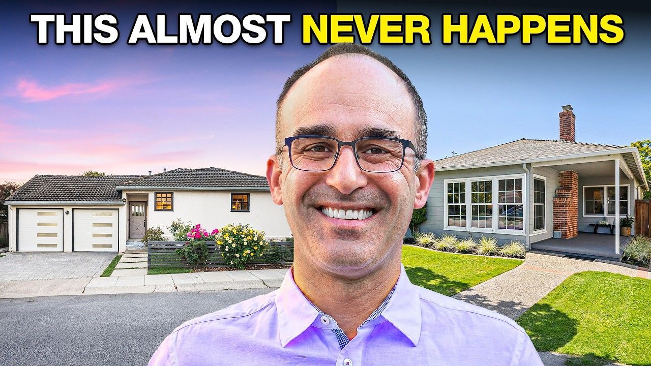 Smiling man in glasses in front of suburban houses with text “THIS ALMOST NEVER HAPPENS”