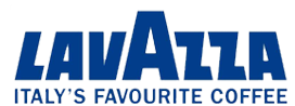 Lavazza coffee logo in blue with the tagline “Italy’s Favourite Coffee”
