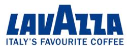 Lavazza coffee logo in blue with the tagline “Italy’s Favourite Coffee”