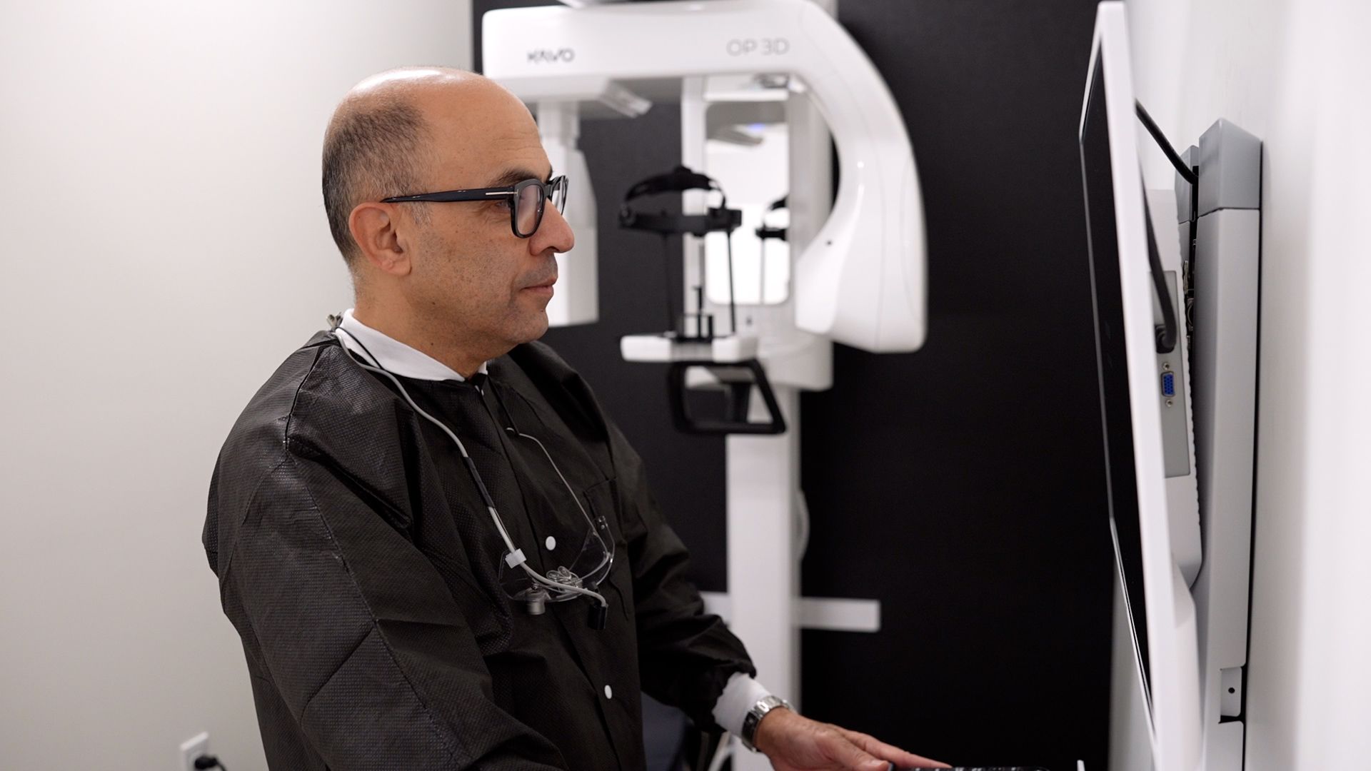 Mature man smiling during dental exam