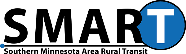 SMART logo for Southern Minnesota Area Rural Transit in black and blue text