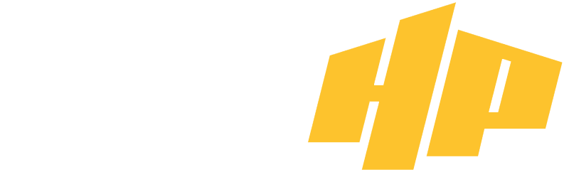 Un logo hp jaune sur fond blanc.