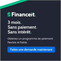 An advertisement for financeit in french with a button that says faites une demande maintenant