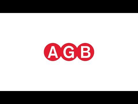 Il logo agb è rosso e bianco su sfondo bianco.