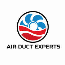 Air Duct Experts logo with blue and red circular fan icon above black text