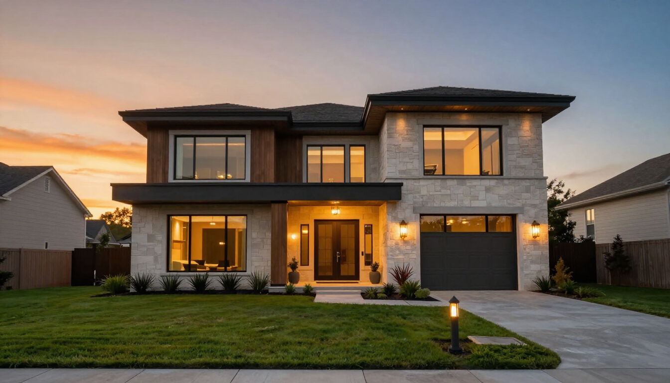 Concept of real estate retirement strategy with house model and coins representing wealth growth.