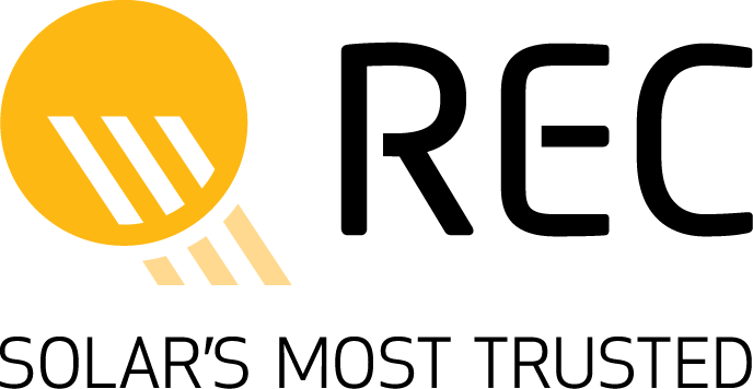 REC Solar logo with a yellow sun icon and the text