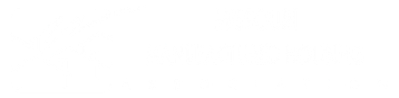 A white logo with blurred edges on a white background.