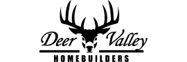 Deer Valley Homebuilders logo with a deer head and antlers, script text 