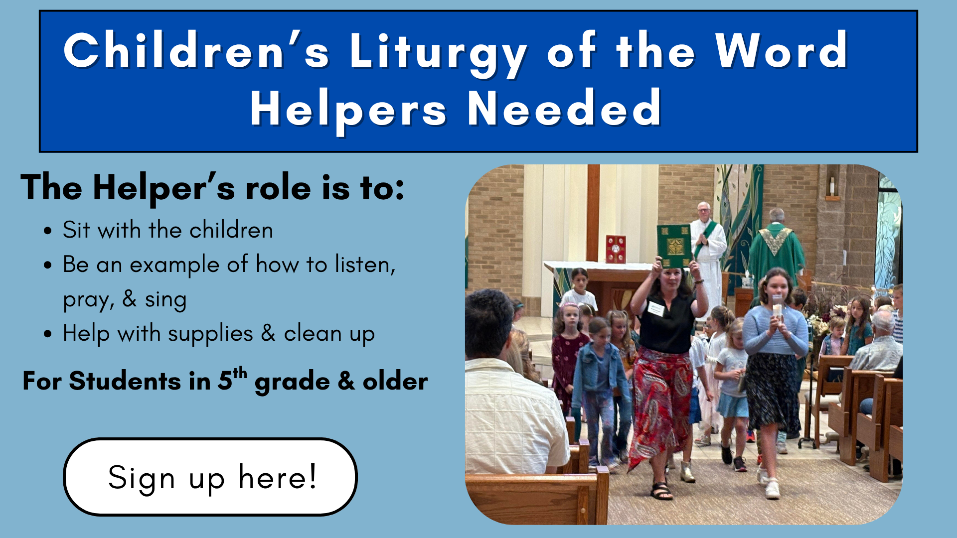 Children's liturgy of the word helpers at St. Anthony on the Lake
