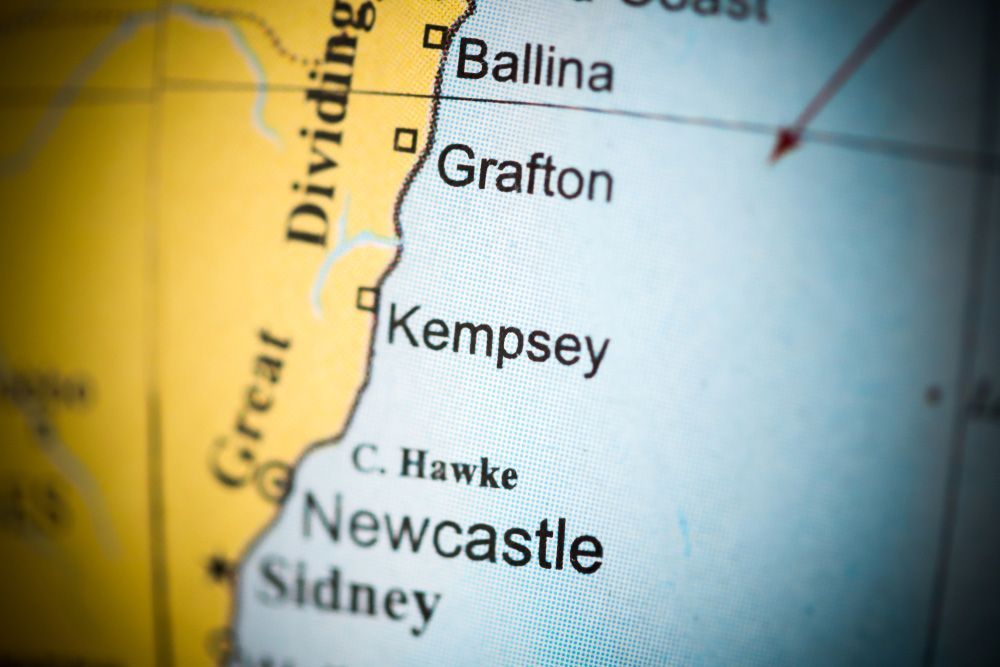 A Close up Of a Map Showing the Location of Kempsey — AAA Equipment Pty Ltd In Kempsey, NSW