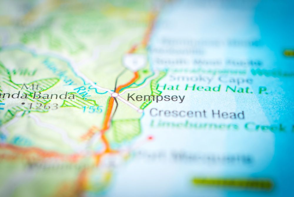 A Close up Of a Map Showing the Location of Kempsey — AAA Equipment Pty Ltd In Kempsey, NSW