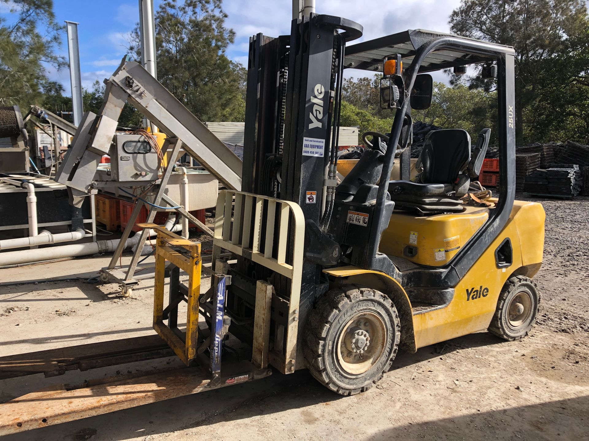 Yellow Yale forklift in a Yard — AAA Equipment Pty Ltd In Redbank, NSW