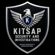 Kitsap Security and Investigations shield logo with eagle and blue-and-silver design