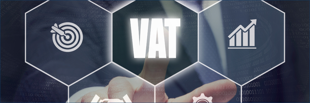 A person is pressing a button on a screen that says vat.
