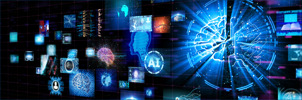 A computer generated image of a brain with a lot of icons on it.