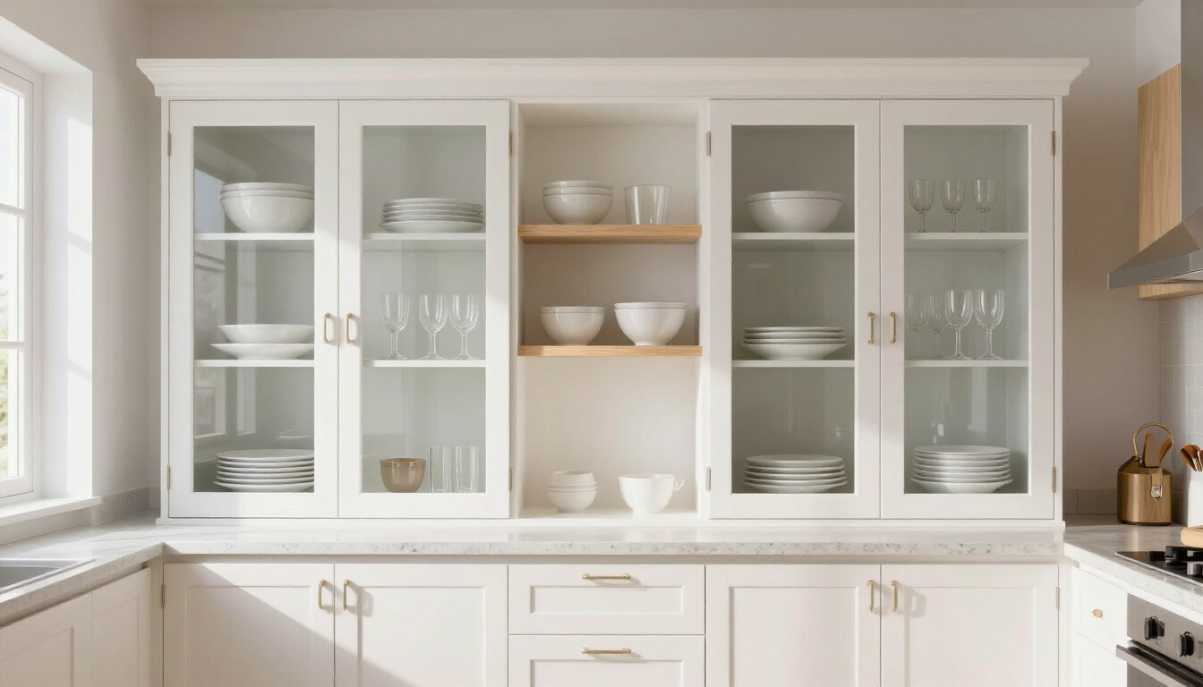 Beautiful kitchen with glass-front accent cabinets
