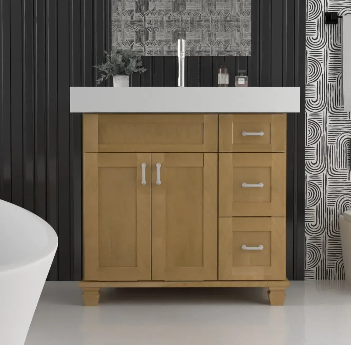 Fabuwood contemporary bathroom with  new vanity