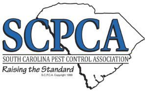 the logo for the south carolina pest control association is raising the standard .