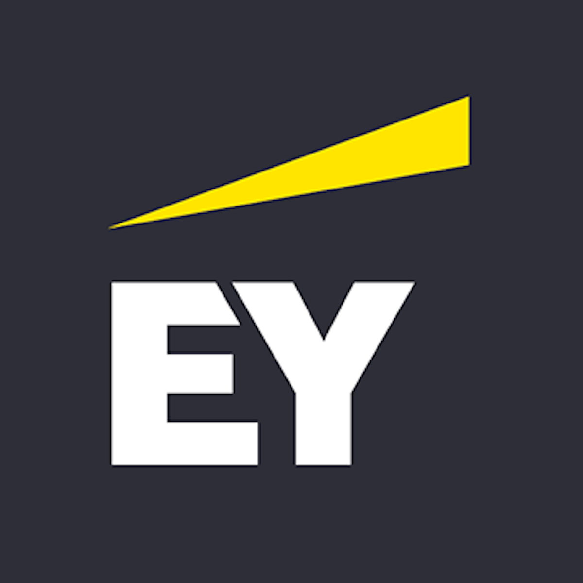 A logo for ey with a yellow arrow on a black background.