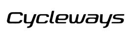 A black and white logo for cycleways on a white background.