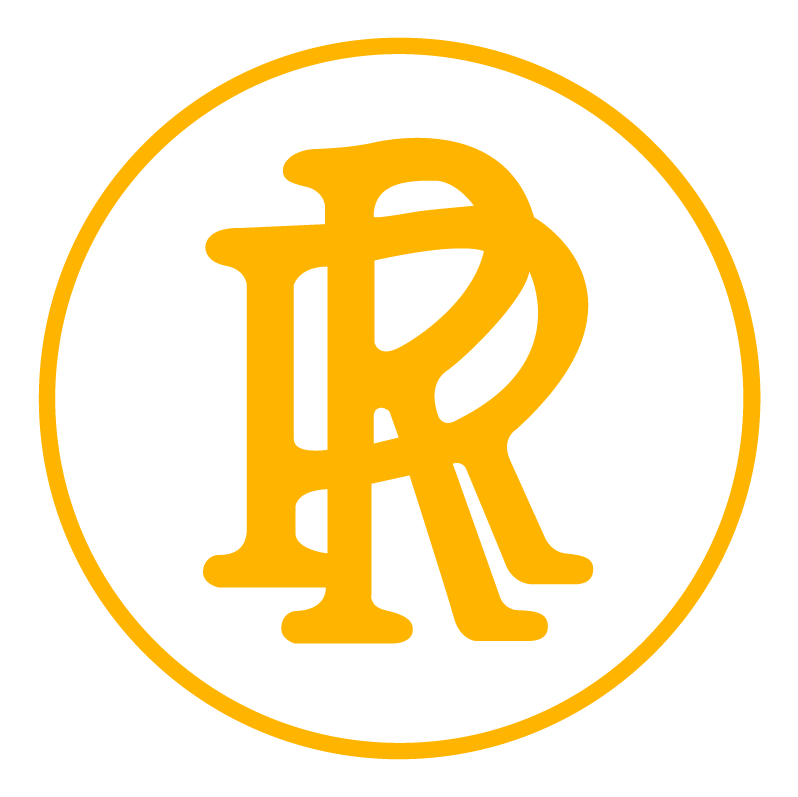 The letter r is in a yellow circle on a white background
