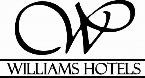 A black and white logo for williams hotels