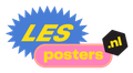 LES-posterlogo met blauwe ster, roze label en zwart .nl-embleem