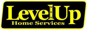 Level Up Home Services logo: Yellow text on a black background.