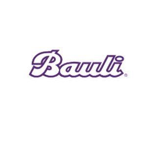 Un logo viola per un'azienda chiamata bauli su sfondo bianco.