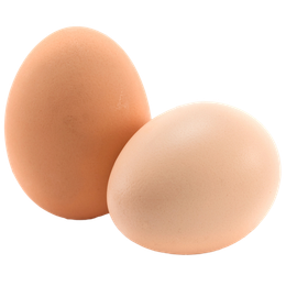 Due uova marroni su sfondo bianco