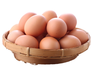 Cesto di uova marroni su sfondo bianco