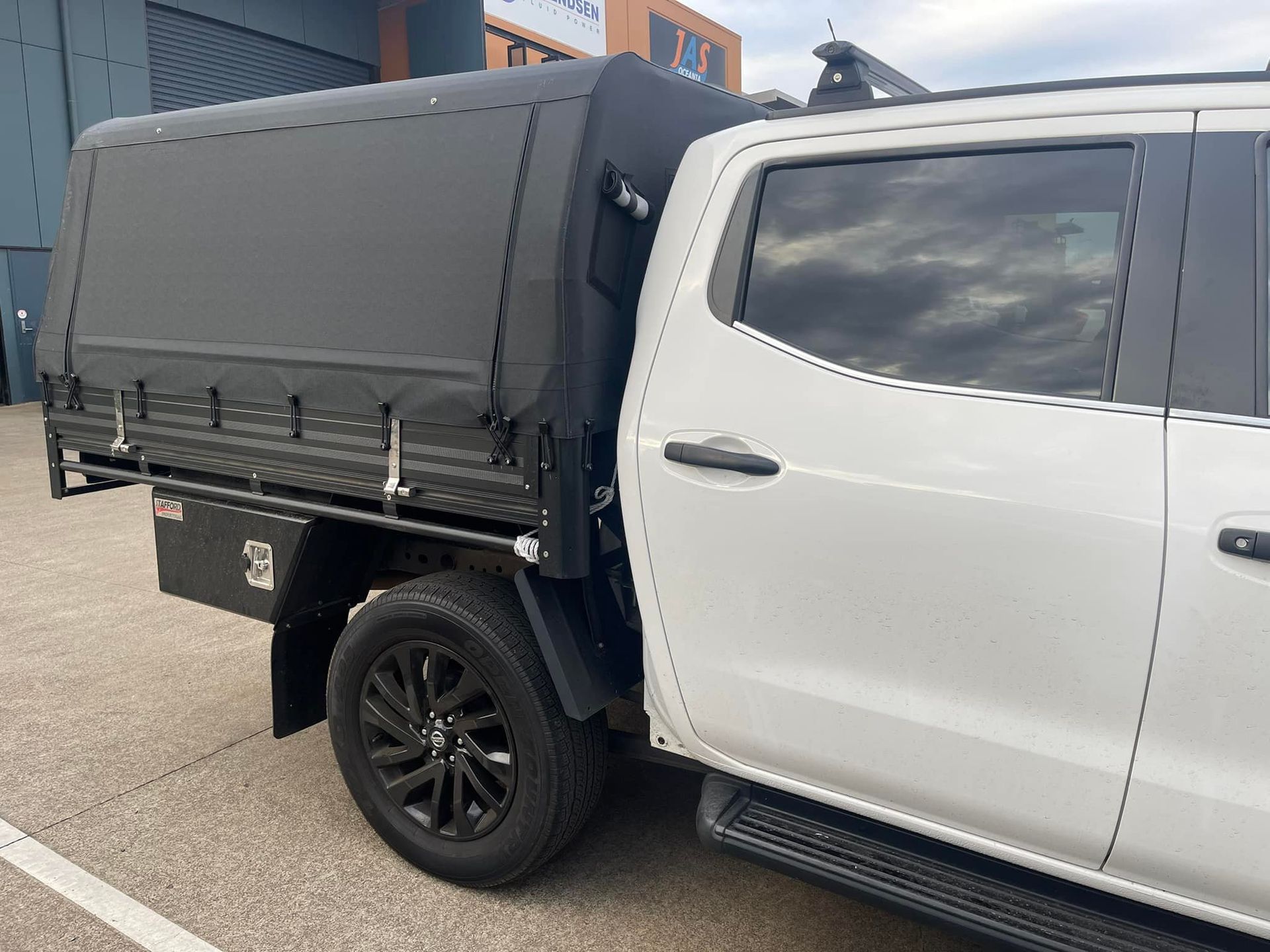 Black Truck Canopy is Parked — Glenvale Canvas Pty Ltd in Wilsonton, QLD