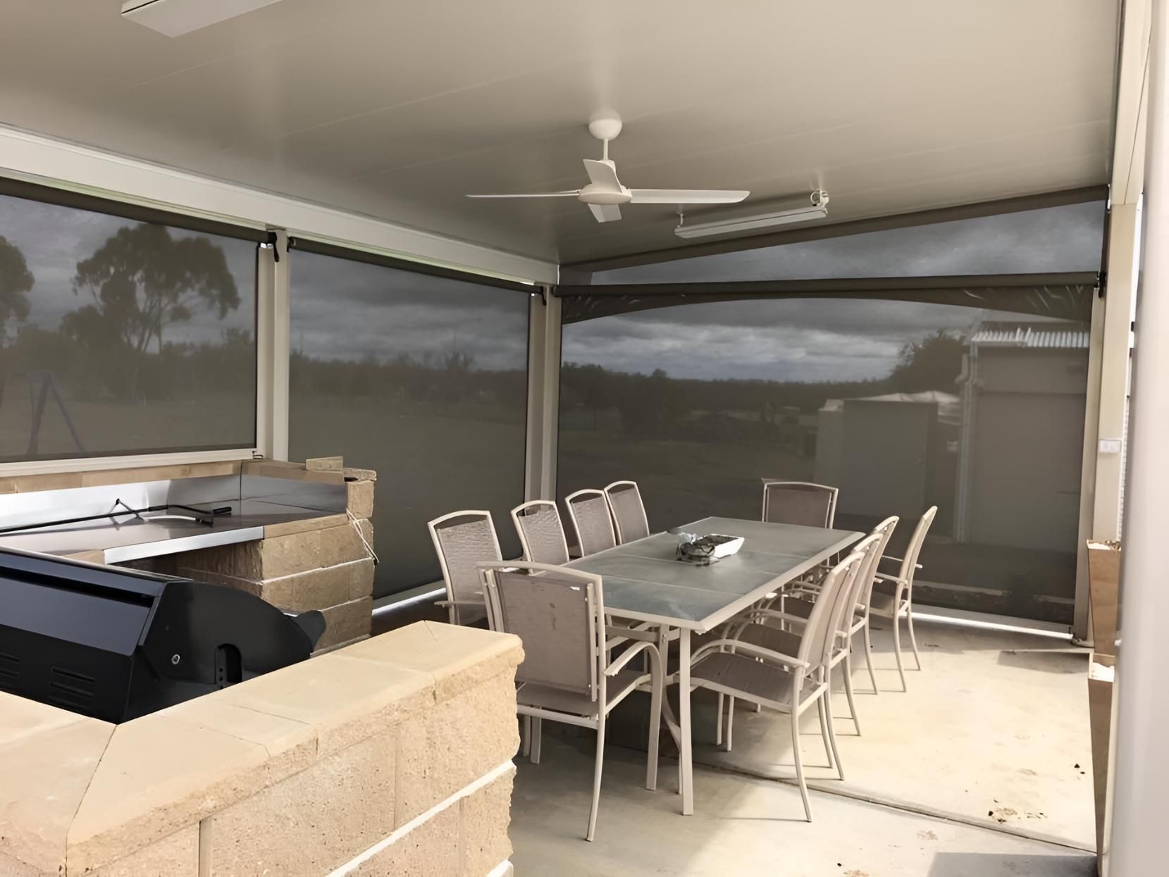 Table, Chairs and Outdoor Blinds — Glenvale Canvas Pty Ltd in Wilsonton, QLD