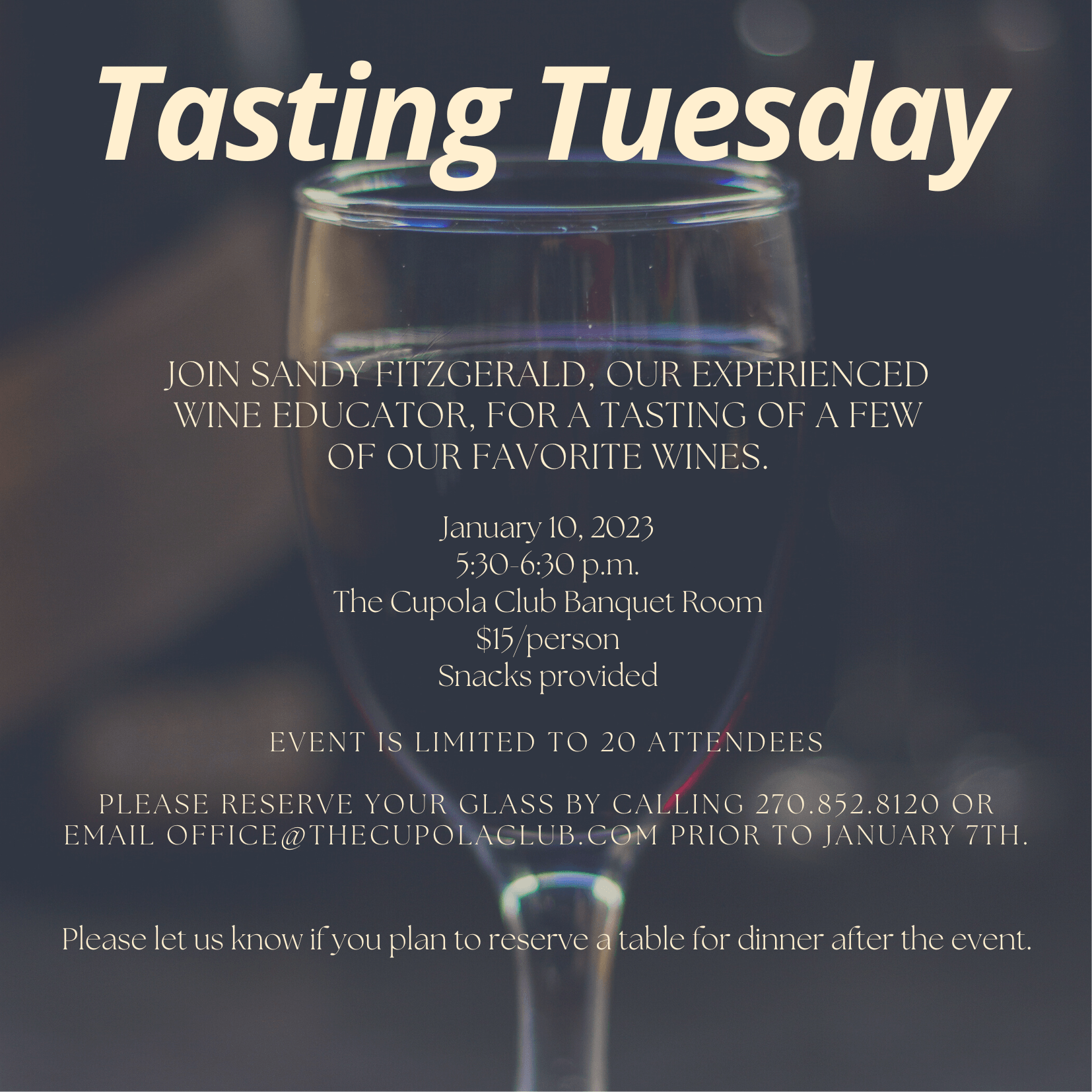 The Cupola Club Private Dinner Club in Owensboro, KY