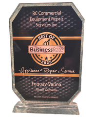 BC Commercial Equipment Repair Services plaque, Best of Business 2025 award, black and gold