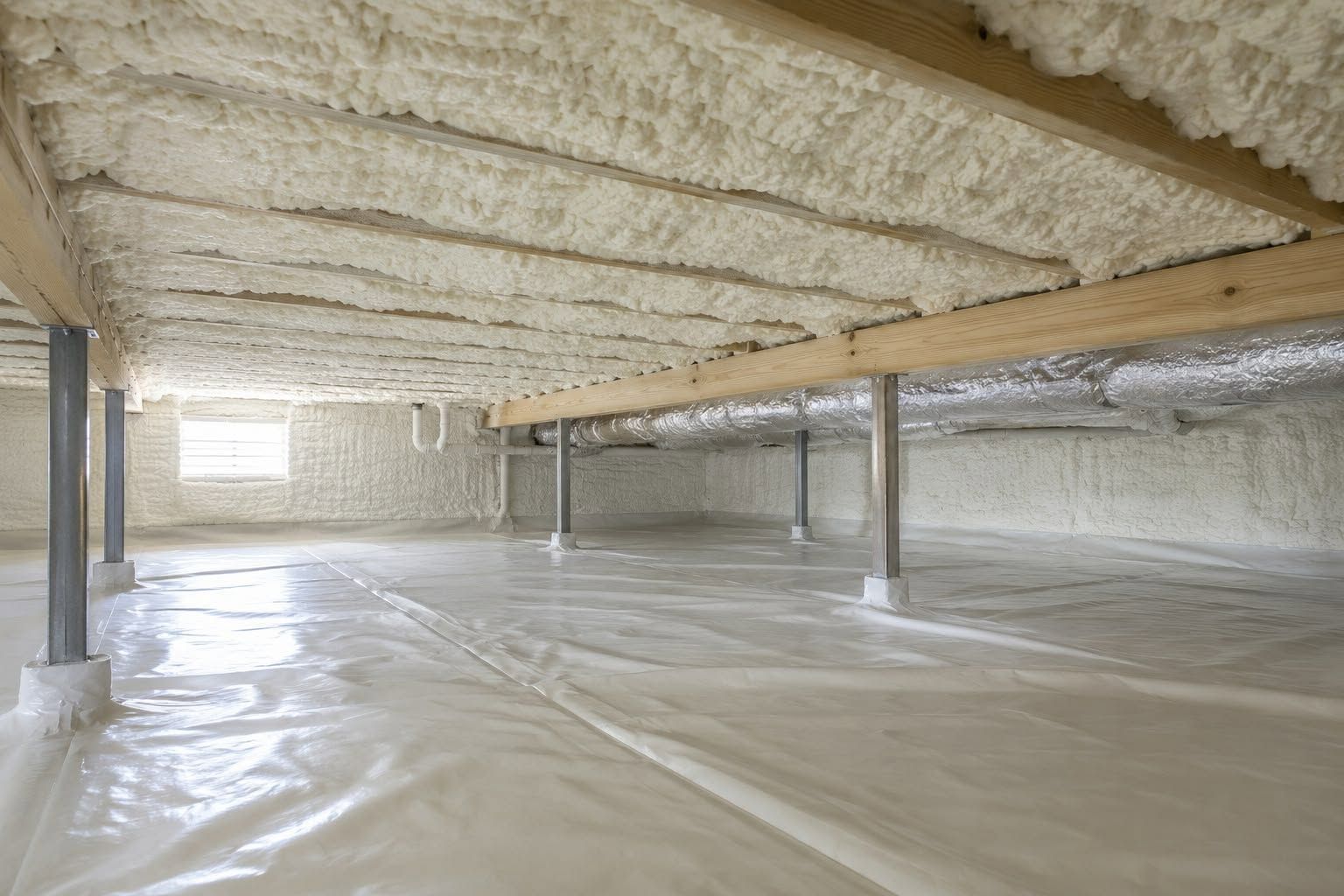 Clean encapsulated crawl space insulated by Foam Insulation Solution in Yakima WA for energy efficiency