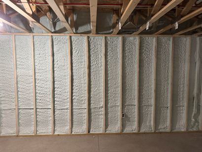 Wall framing insulated with spray foam by Foam Insulation Solution in Yakima WA before drywall installation
